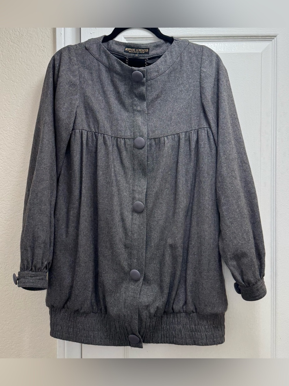 VTG Morphine Generation Gray Babydoll Button-Up Jacket Coat XS Y2K